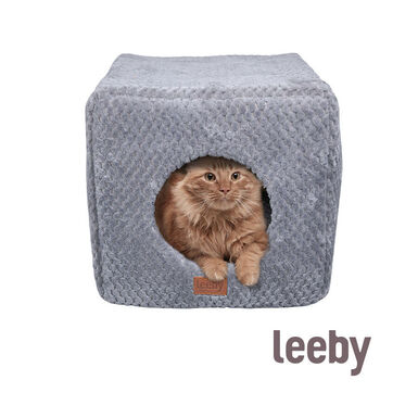 Leeby Cama Cueva Suave Gris para gatos